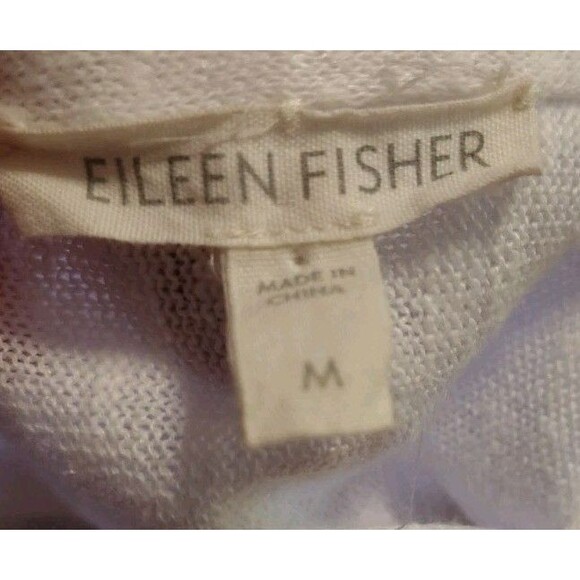 Eileen Fisher Blouse Size M Cream Ivory Low/High Hem Linen/Cotton - Picture 2 of 10